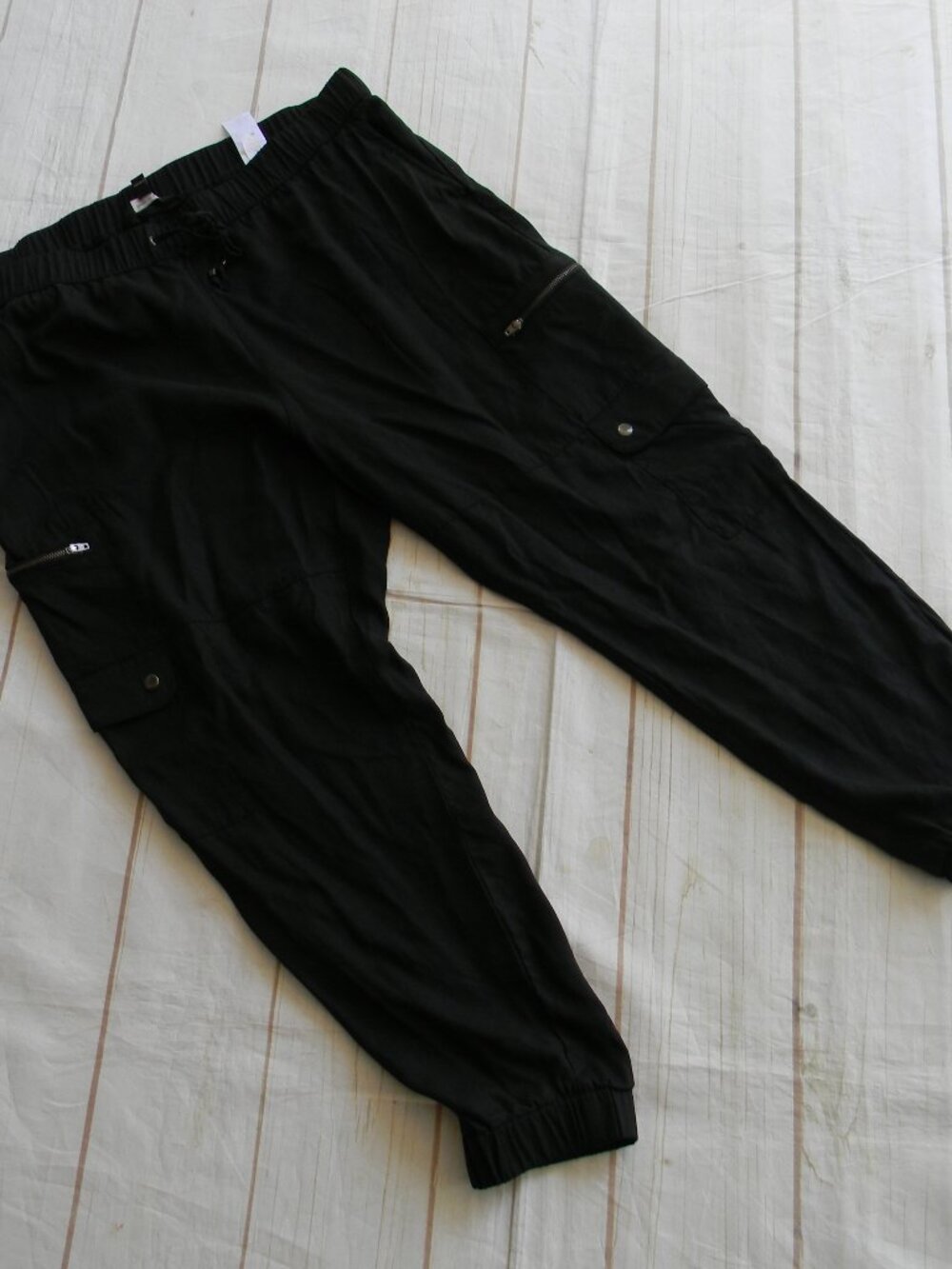WM'S Banana Republic BLACK Cargo Pant Black Tencel Lyocell Jogger PULL-ON SZ XL